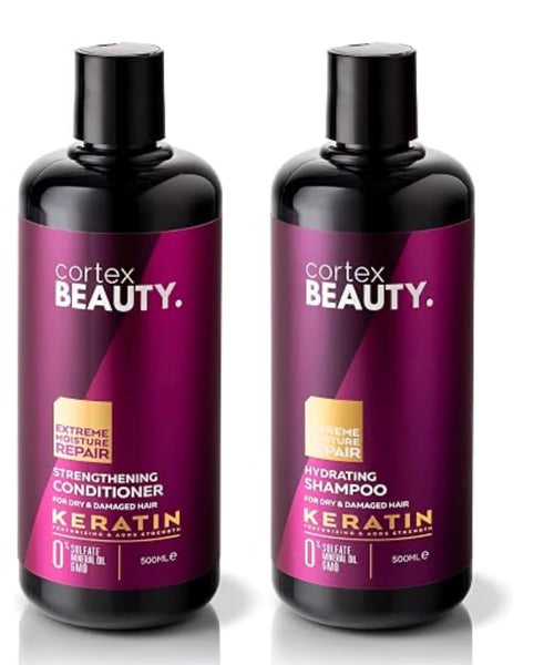 Cortex Beauty | Champú hidratante de queratina, acondicionador fortalecedor, acondicionador sin enjuague