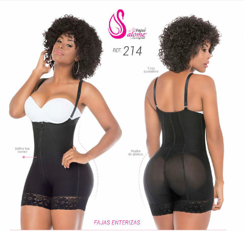 Fajas Salomé 0214 | Moldeador de cuerpo sin tirantes de muslo medio para vestidos | Fajas moldeadoras para control de barriga y levantamiento de glúteos para vestido